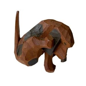 Carter Hoffman Carved Wood Original Small Scratching Dog Beagle